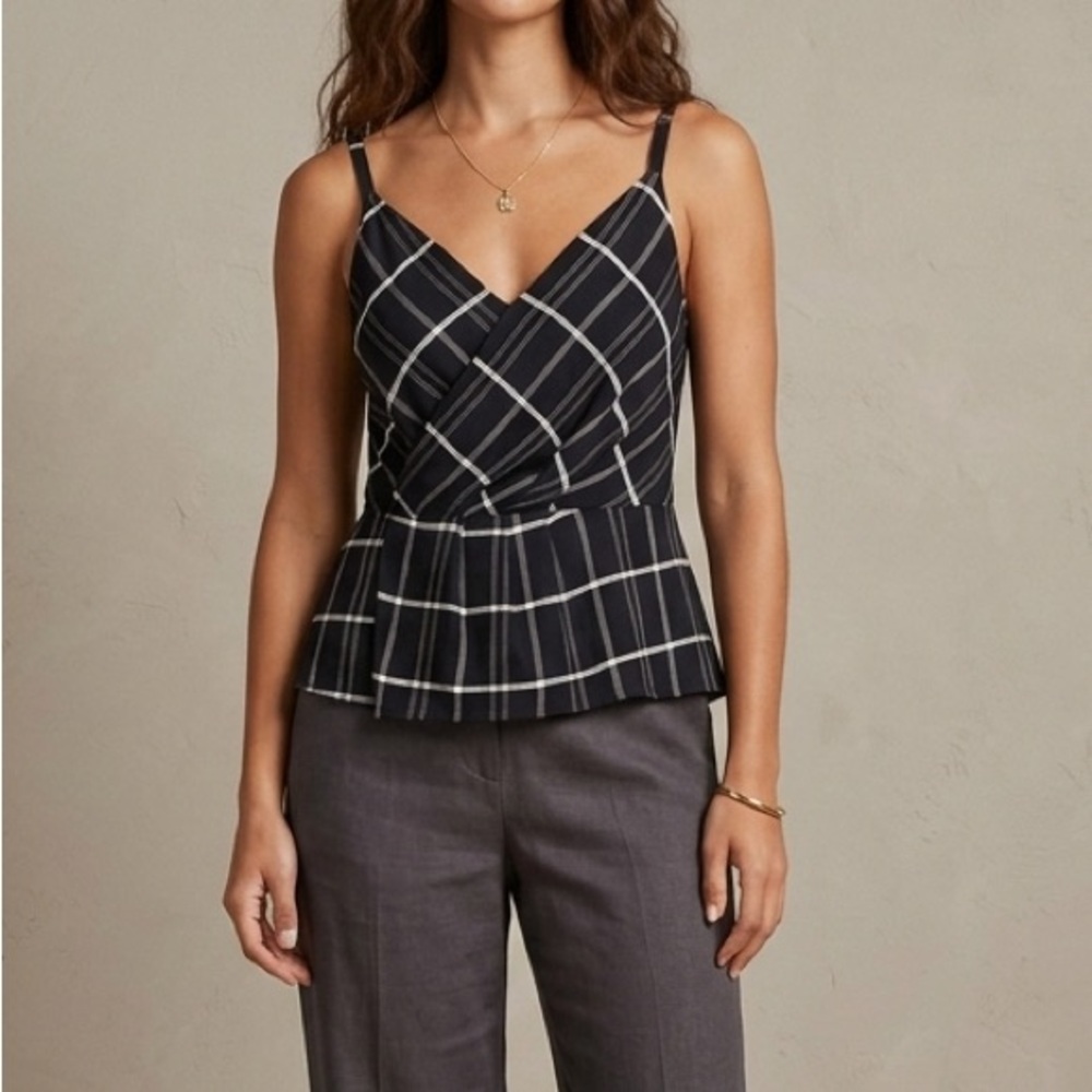 CAbi Black and White Plaid Camisole